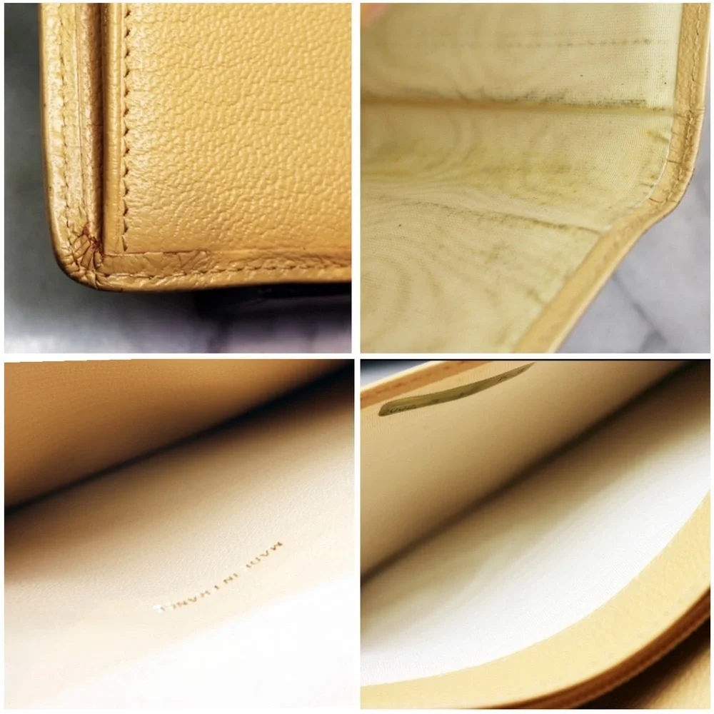 Chanel Porte Monnaie Tan Leather Wallet with Gold Tone CC Logo EUC